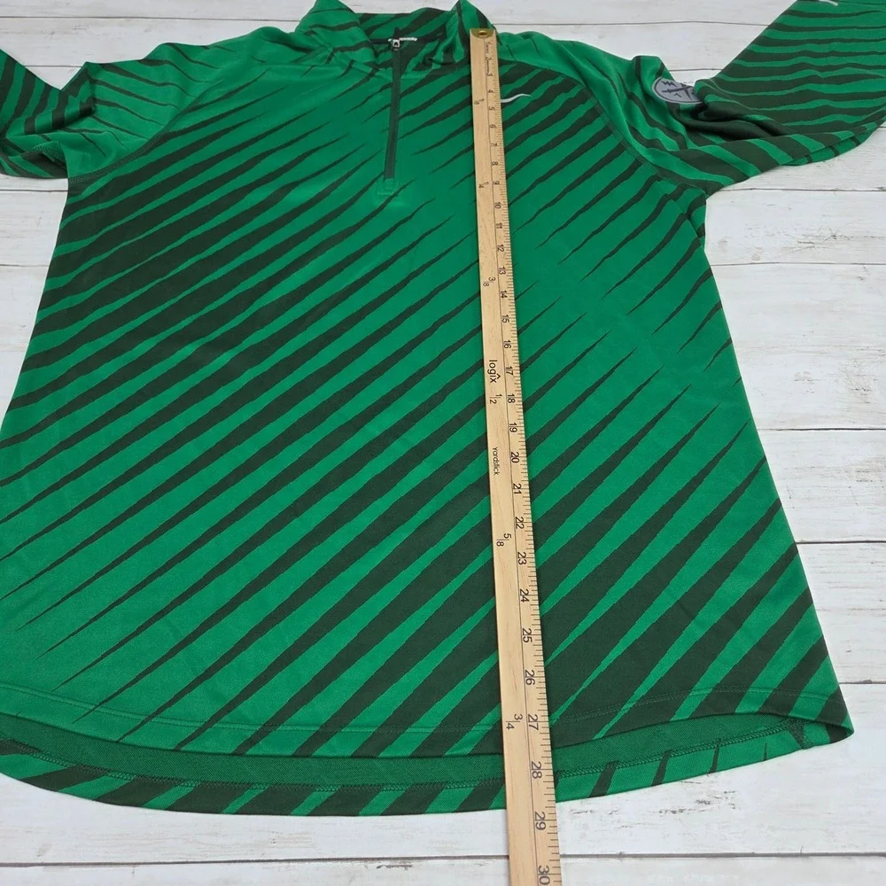 Nike Dri-FIT Running 1/4 Zip Pullover Striped Mens L Green Black 451280-341
